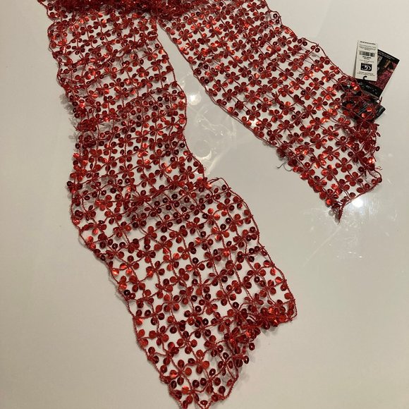 Charlie Paige Red Sequin Scarf NEW - Picture 2 of 4